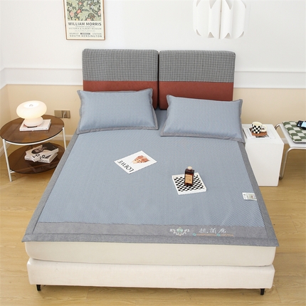 91家纺网 家纺一手货源 找家纺 宜派家纺 2023新款800D原肌抗菌冰丝席 原肌-蓝【直角款】