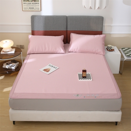 91家纺网 家纺一手货源 找家纺 宜派家纺 2023新款800D原肌抗菌冰丝席 原肌-粉【床笠款】