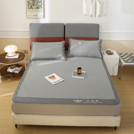 91家纺网 家纺一手货源 找家纺 宜派家纺 2023新款800D原肌抗菌冰丝席 原肌-灰【床笠款】