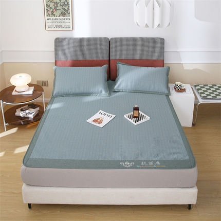 91家纺网 家纺一手货源 找家纺 宜派家纺 2023新款800D原肌抗菌冰丝席 原肌-绿【床笠款】