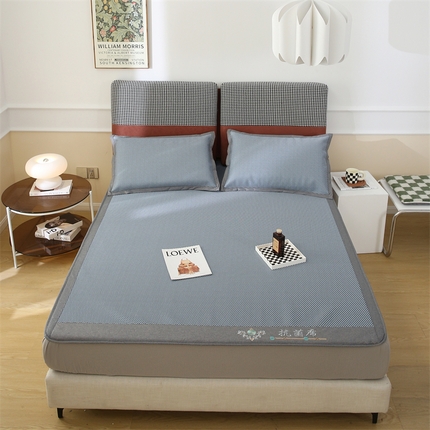 91家纺网 家纺一手货源 找家纺 宜派家纺 2023新款800D原肌抗菌冰丝席 原肌-蓝【床笠款】