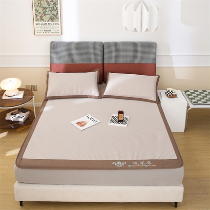 91家纺网 家纺一手货源 找家纺 宜派家纺 2023新款800D原肌抗菌冰丝席 原肌-棕【床笠款】