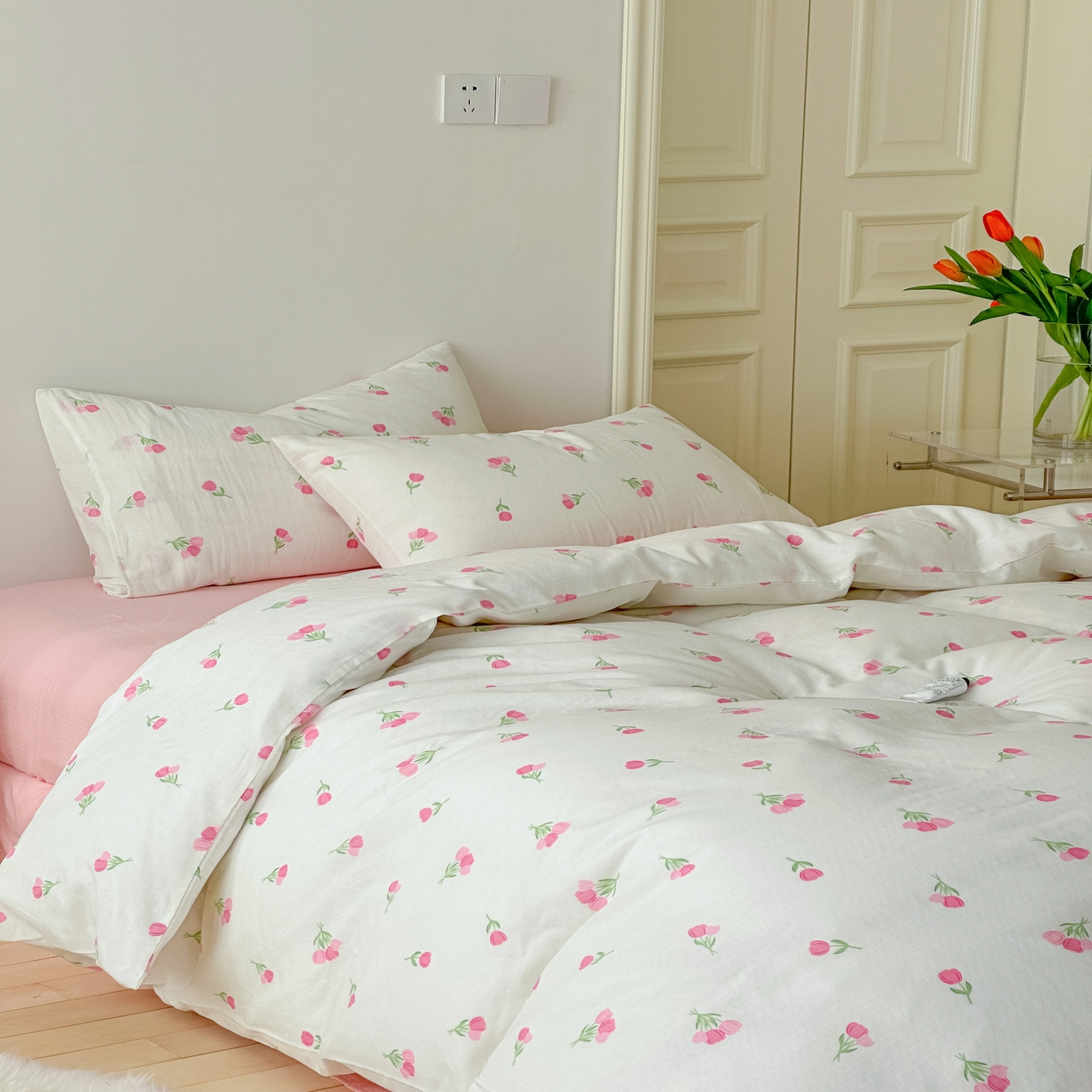 91家纺网 家纺一手货源 找家纺 黛馨 2025新款A类小清新双层纱四件套（实拍）仙子