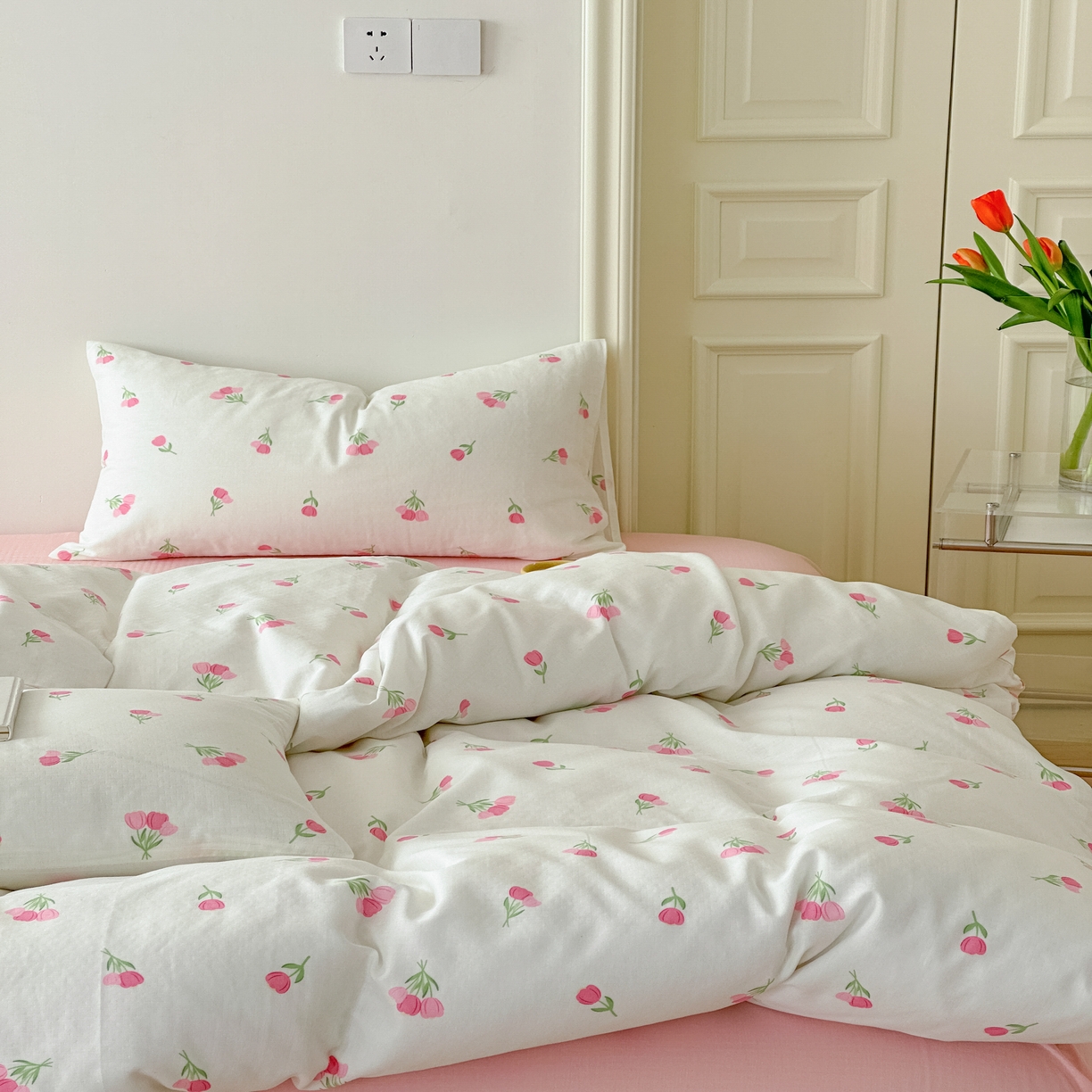 91家纺网 家纺一手货源 找家纺 黛馨 2025新款A类小清新双层纱四件套（实拍）仙子