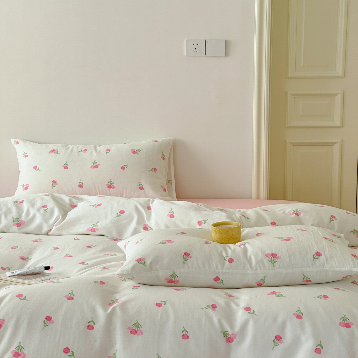 91家纺网 家纺一手货源 找家纺 黛馨 2025新款A类小清新双层纱四件套（实拍）仙子