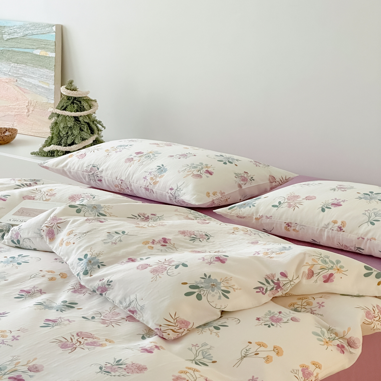 91家纺网 家纺一手货源 找家纺 黛馨 2025新款A类小清新双层纱四件套（实拍）复古郁金香