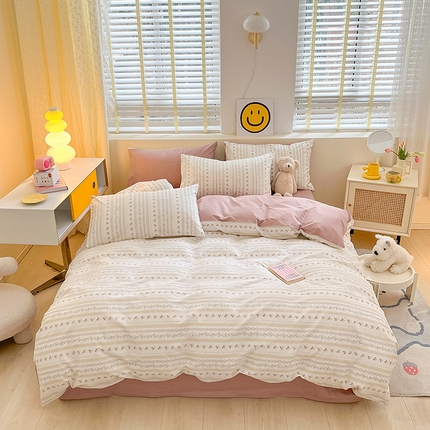 91家纺网 家纺一手货源 找家纺 总瑞莱2023春夏新款13372全棉印花四件套-小清新（第二批）