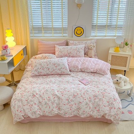 91家纺网 家纺一手货源 找家纺 总瑞莱2023春夏新款13372全棉印花四件套-小清新（第二批）