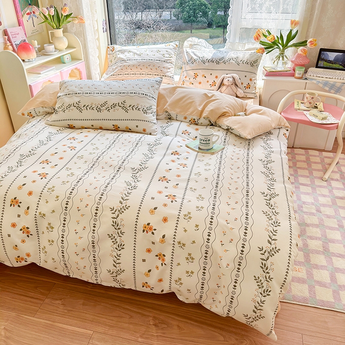 91家纺网 家纺一手货源 找家纺 琪格格2023新款全棉40支13372小清新四件套系列 春晓