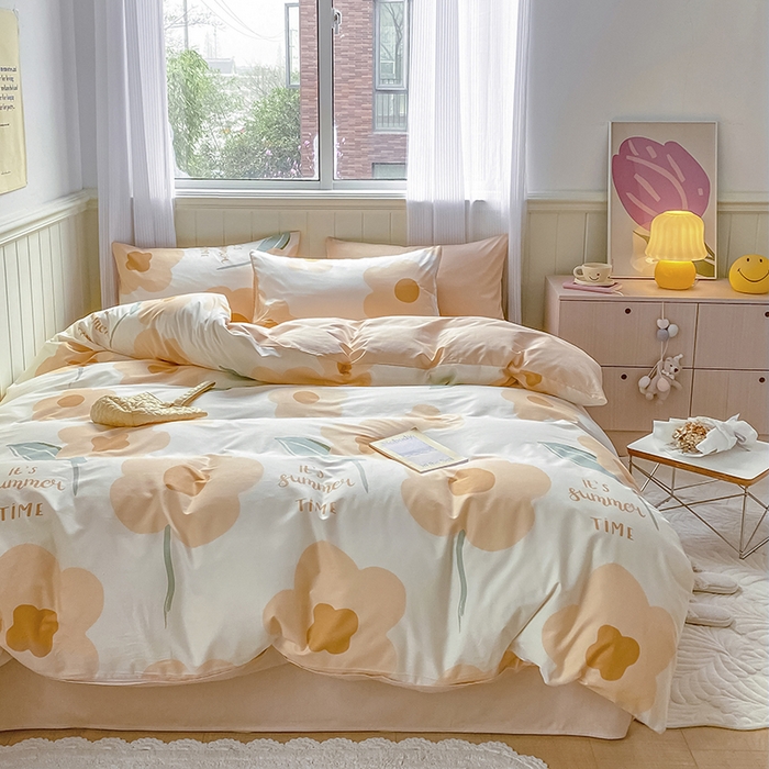 91家纺网 家纺一手货源 找家纺 琪格格2023新款全棉40支13372小清新四件套系列 微雨