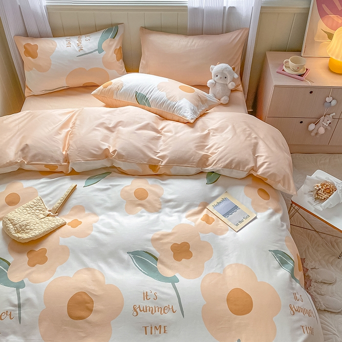 91家纺网 家纺一手货源 找家纺 琪格格2023新款全棉40支13372小清新四件套系列 微雨