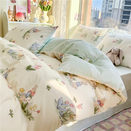 91家纺网 家纺一手货源 找家纺 （总）琪格格2023新款全棉40支13372小清新四件套系列