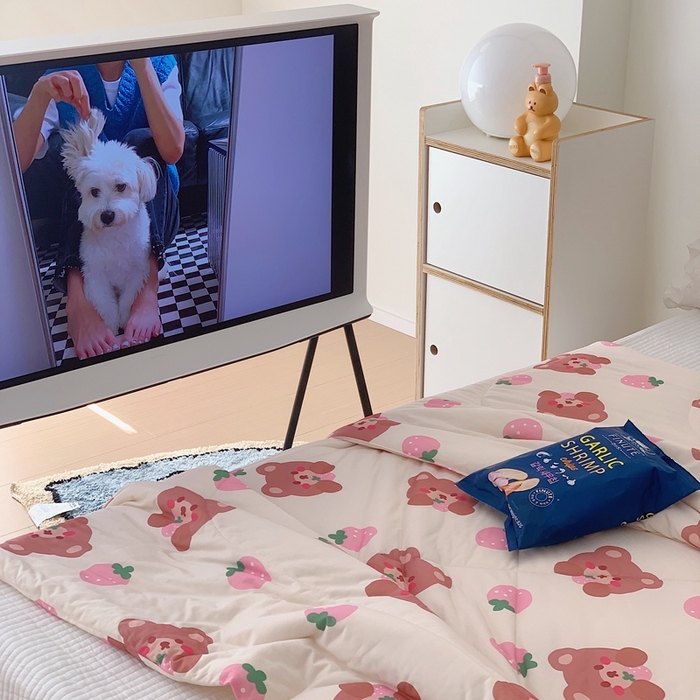 91家纺网 家纺一手货源 找家纺 美乐迪 2023新款针织棉夏被 草莓小熊