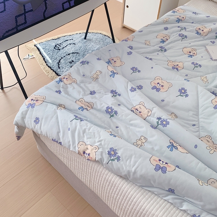 91家纺网 家纺一手货源 找家纺 美乐迪 2023新款针织棉夏被 领结熊