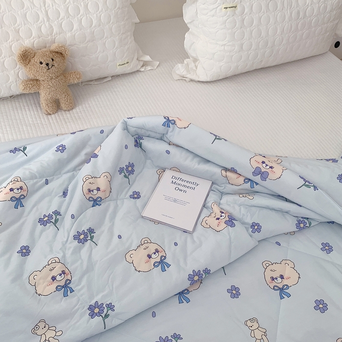 91家纺网 家纺一手货源 找家纺 美乐迪 2023新款针织棉夏被 领结熊