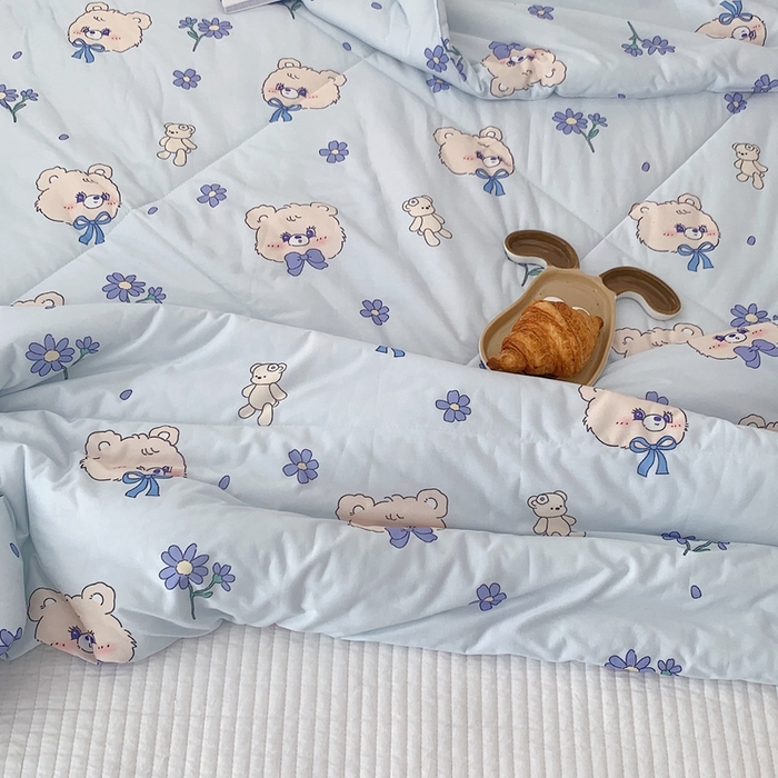 91家纺网 家纺一手货源 找家纺 美乐迪 2023新款针织棉夏被 领结熊