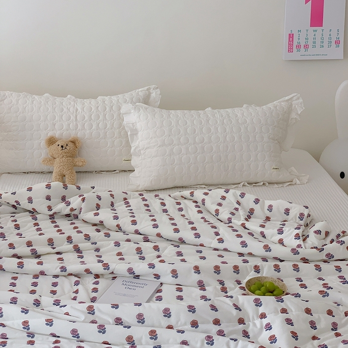 91家纺网 家纺一手货源 找家纺 美乐迪 2023新款针织棉夏被 蔷薇