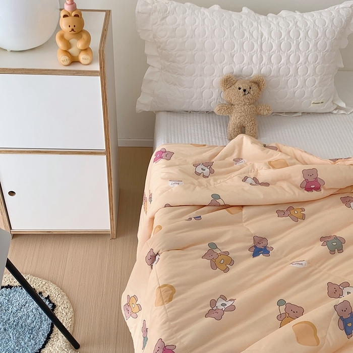 91家纺网 家纺一手货源 找家纺 美乐迪 2023新款针织棉夏被 面包小熊