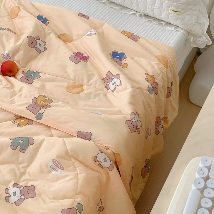 91家纺网 家纺一手货源 找家纺 美乐迪 2023新款针织棉夏被 面包小熊