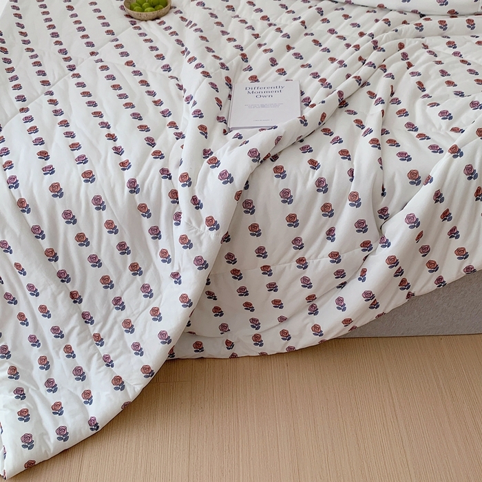 91家纺网 家纺一手货源 找家纺 美乐迪 2023新款针织棉夏被 蔷薇