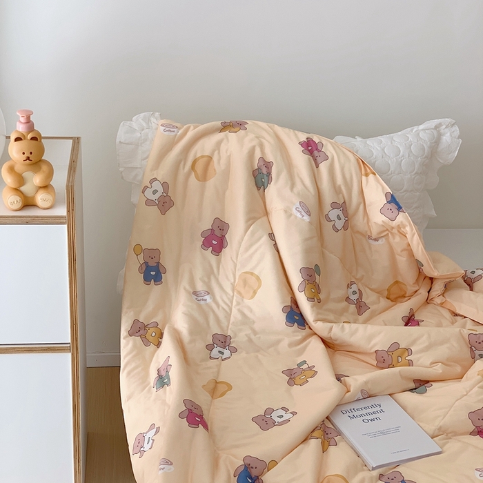 91家纺网 家纺一手货源 找家纺 美乐迪 2023新款针织棉夏被 面包小熊