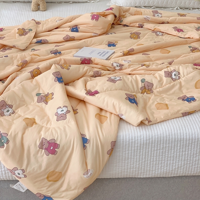 91家纺网 家纺一手货源 找家纺 美乐迪 2023新款针织棉夏被 面包小熊