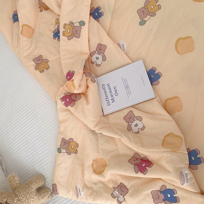 91家纺网 家纺一手货源 找家纺 美乐迪 2023新款针织棉夏被 面包小熊