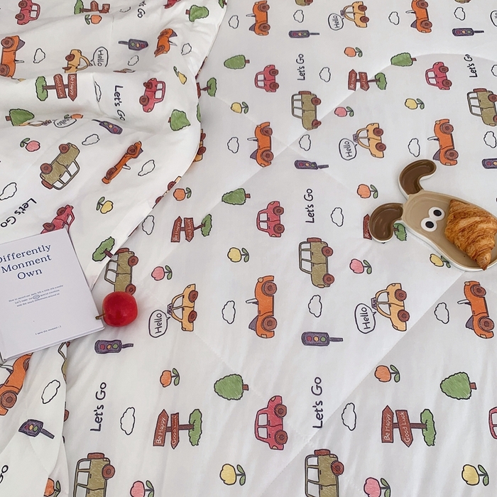 91家纺网 家纺一手货源 找家纺 美乐迪 2023新款针织棉夏被 小汽车