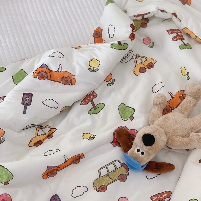 91家纺网 家纺一手货源 找家纺 美乐迪 2023新款针织棉夏被 小汽车