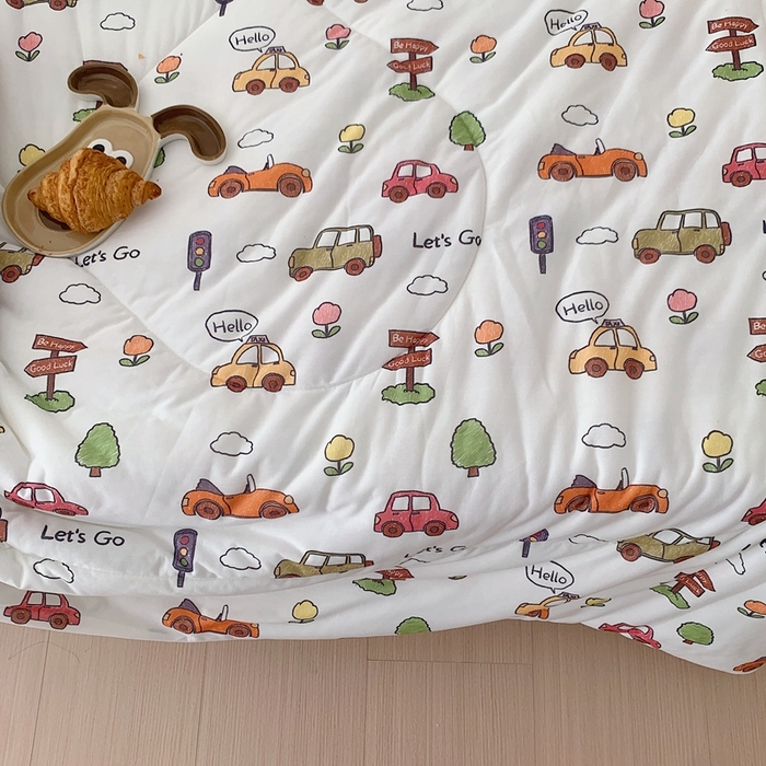 91家纺网 家纺一手货源 找家纺 美乐迪 2023新款针织棉夏被 小汽车