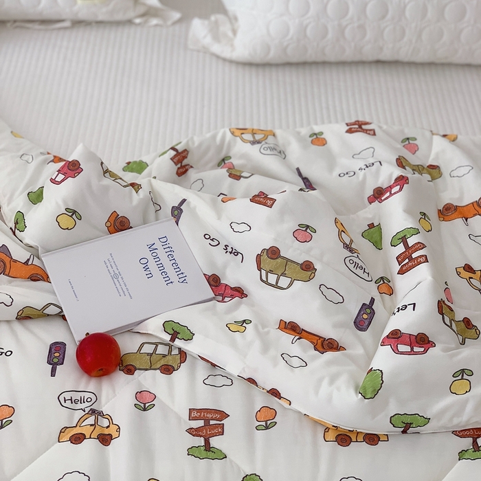 91家纺网 家纺一手货源 找家纺 美乐迪 2023新款针织棉夏被 小汽车