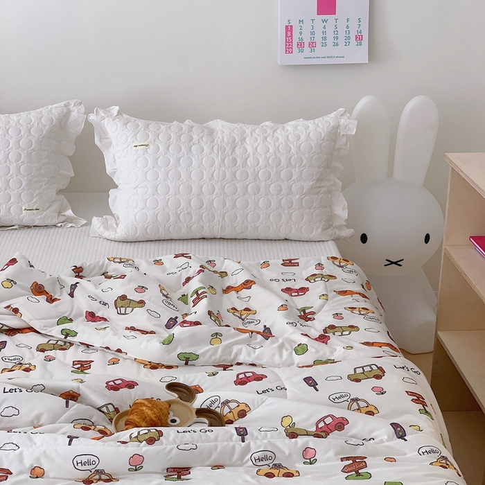 91家纺网 家纺一手货源 找家纺 美乐迪 2023新款针织棉夏被 小汽车