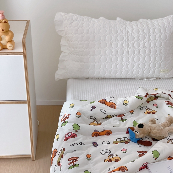 91家纺网 家纺一手货源 找家纺 美乐迪 2023新款针织棉夏被 小汽车