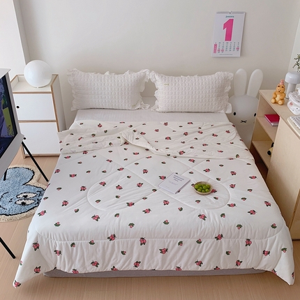 91家纺网 家纺一手货源 找家纺 美乐迪 2023新款针织棉夏被 小枇杷