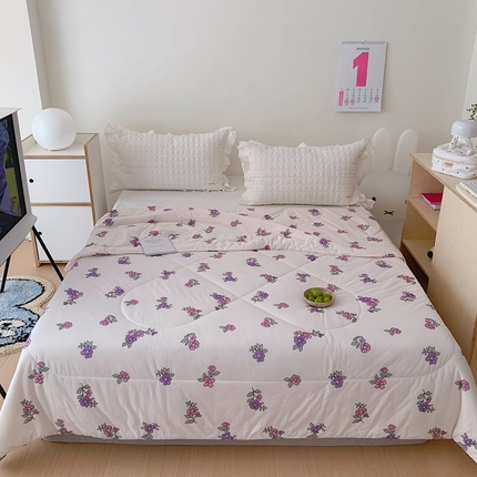 91家纺网 家纺一手货源 找家纺 美乐迪 2023新款针织棉夏被 紫花