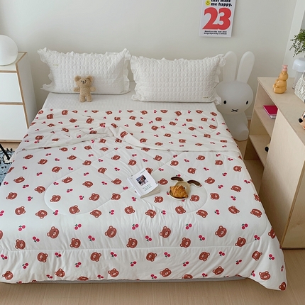 91家纺网 家纺一手货源 找家纺 美乐迪 2023新款针织棉夏被 樱桃熊