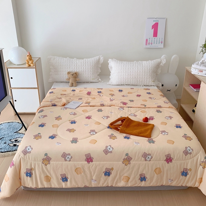 91家纺网 家纺一手货源 找家纺 美乐迪 2023新款针织棉夏被 面包小熊