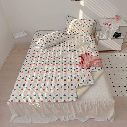 91家纺网 家纺一手货源 找家纺 美乐迪-2023新款乳胶凉席 彩色波点