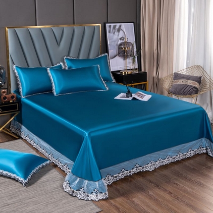 91家纺网 家纺一手货源 找家纺 总 银石  2024新款凉感冰丝纯色花边凉席席子