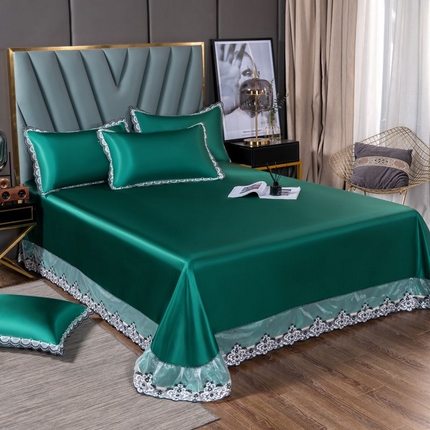 91家纺网 家纺一手货源 找家纺 总 银石  2024新款凉感冰丝纯色花边凉席席子