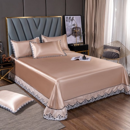 91家纺网 家纺一手货源 找家纺 总 银石  2024新款凉感冰丝纯色花边凉席席子