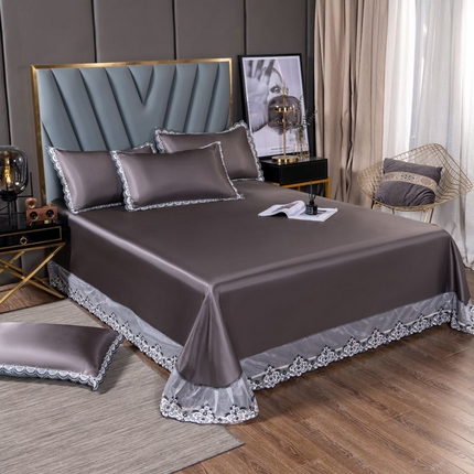 91家纺网 家纺一手货源 找家纺 总 银石  2024新款凉感冰丝纯色花边凉席席子