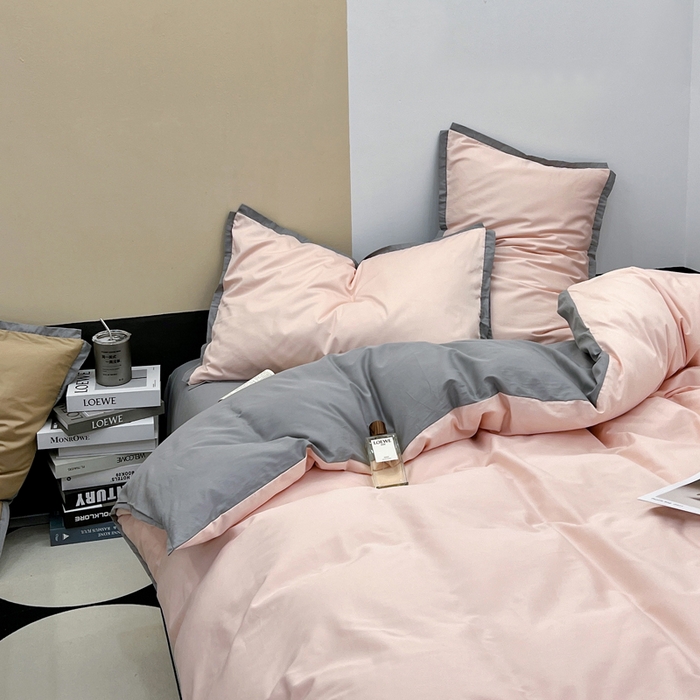 91家纺网 家纺一手货源 找家纺 (总)安莱生活 2023新款60s长绒棉贡缎双拼小宽边四件套