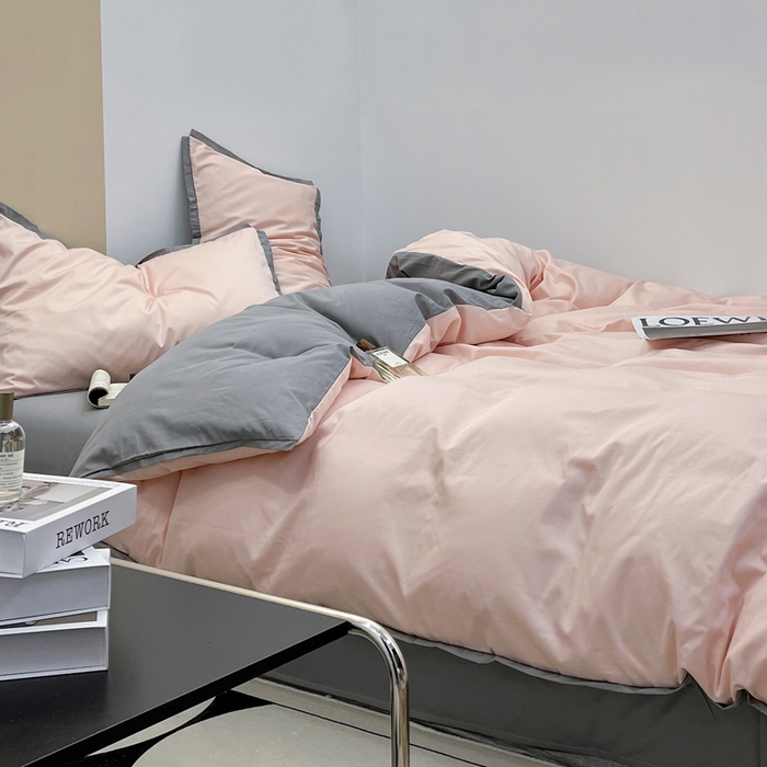 91家纺网 家纺一手货源 找家纺 (总)安莱生活 2023新款60s长绒棉贡缎双拼小宽边四件套