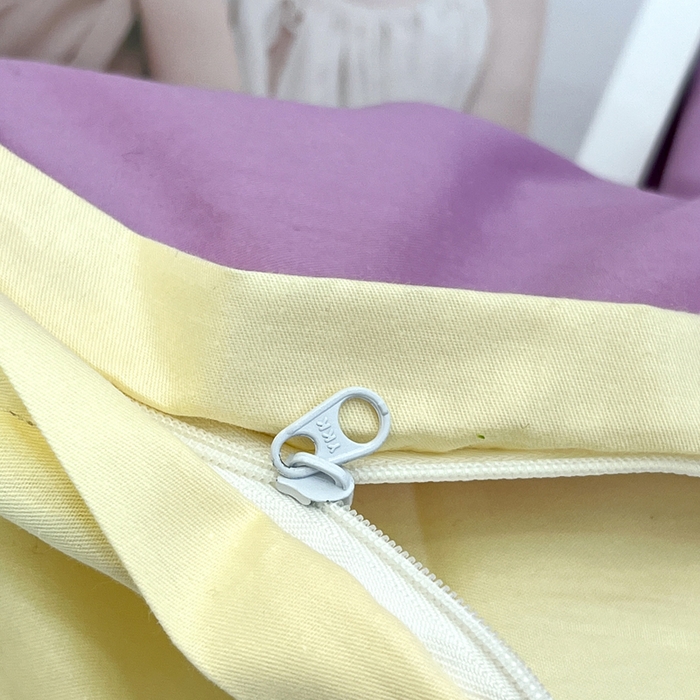 91家纺网 家纺一手货源 找家纺 安莱生活 2023新款60s长绒棉贡缎双拼小宽边四件套 紫嫣双拼奶黄