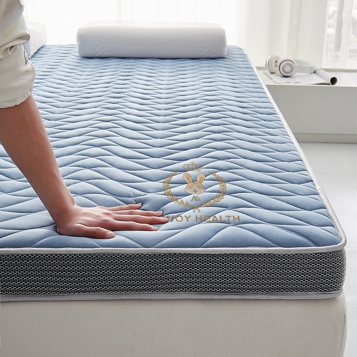 91家纺网 家纺一手货源 找家纺 鹿辉2023新款烫画牛奶丝立体床垫 如意兔蓝波浪