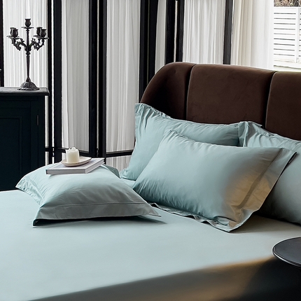 嘉悦50*50S双股长绒棉简约纯色埋绳单品枕套邂逅-实拍 邂逅-北岛绿