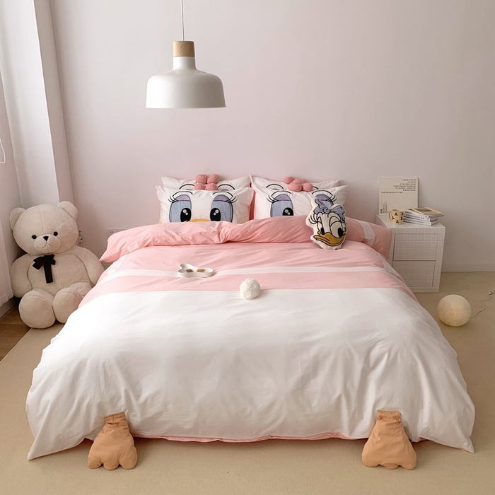 91家纺网 家纺一手货源 找家纺 朗莎 2023新款迪士尼系列水洗棉四件套 黛西