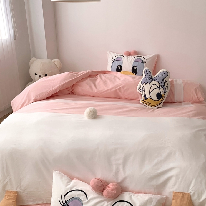 91家纺网 家纺一手货源 找家纺 朗莎 2023新款迪士尼系列水洗棉四件套 黛西