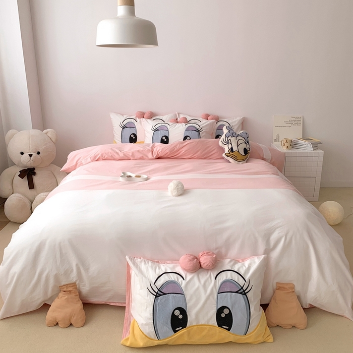 91家纺网 家纺一手货源 找家纺 朗莎 2023新款迪士尼系列水洗棉四件套 黛西